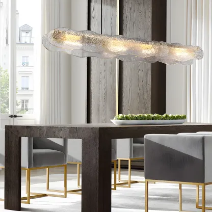 Adjustable Gold Glass Linear Pendant Light for Kitchens Image - 14