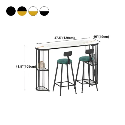 Modern Black Gold Stone Metal Storage Oblong Bar Tables #size