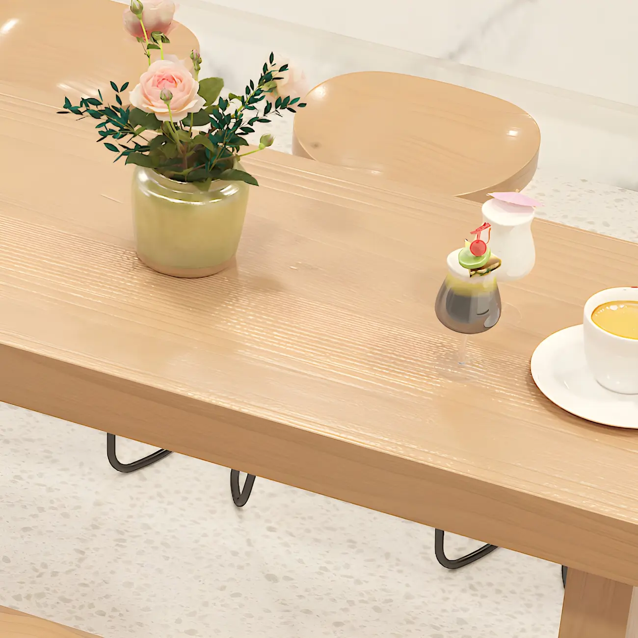 Modern Natural Solid Wood Bar Table with Footrest Image - 6 | homeyfad