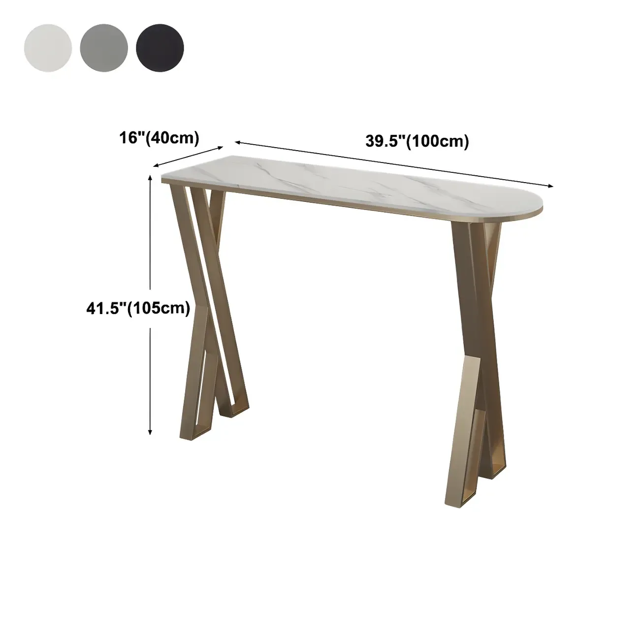 Glam White Stone Gold Iron Free Form Bar Tables for Kitchen #size