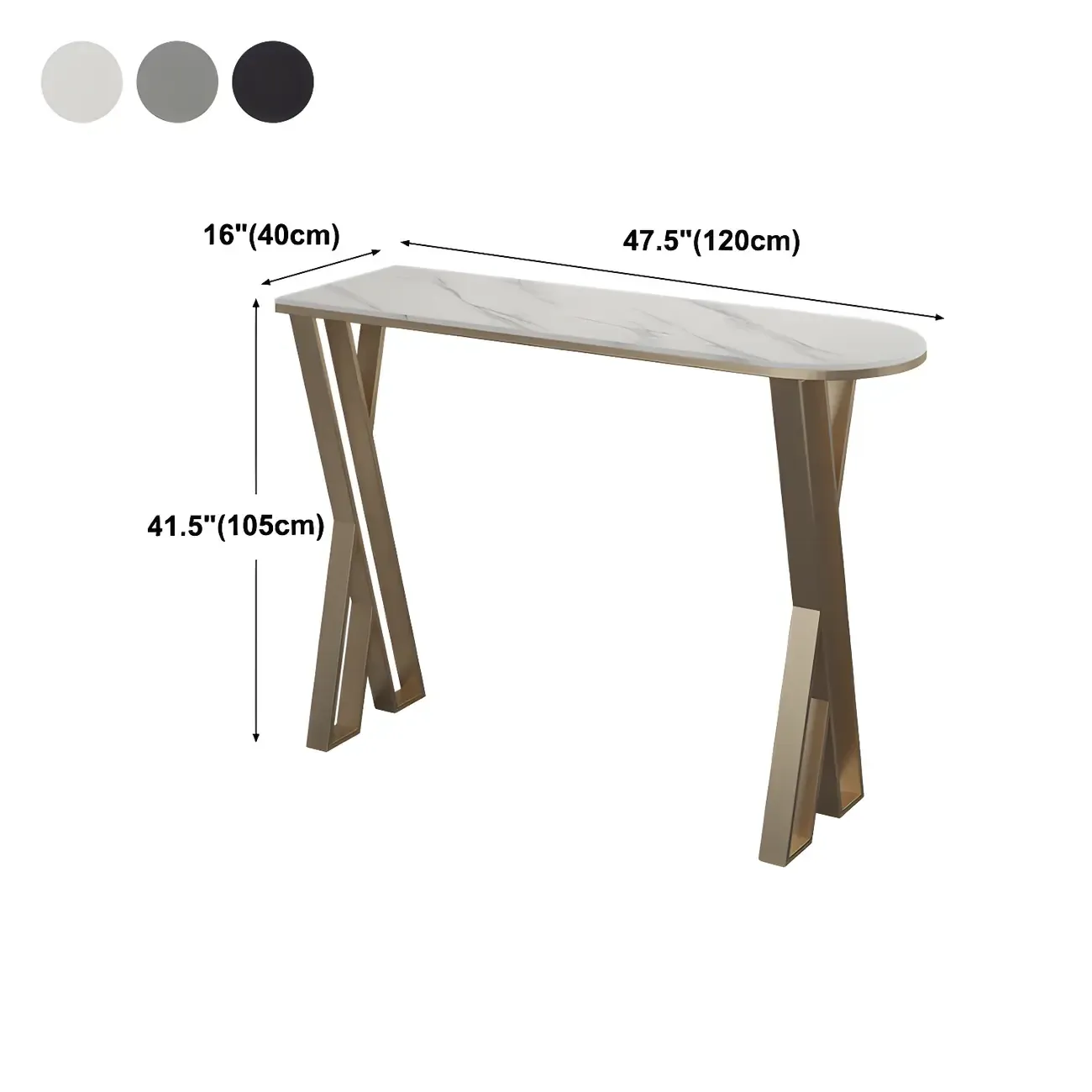 Glam White Stone Gold Iron Free Form Bar Tables for Kitchen Image - 12