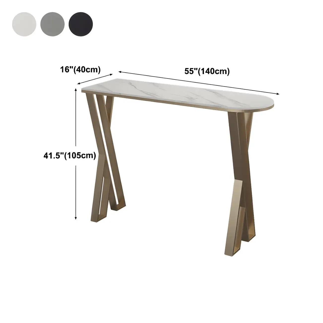 Glam White Stone Gold Iron Free Form Bar Tables for Kitchen Image - 13