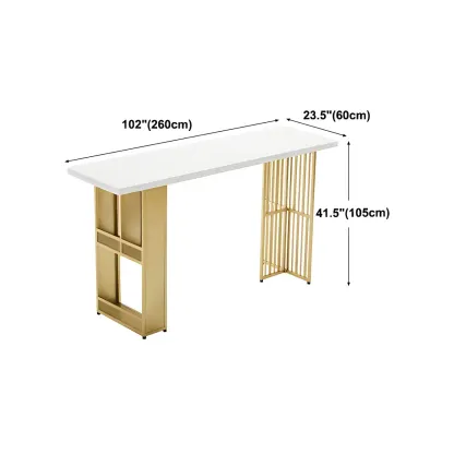 Glam Gold Wood Top Metal Shelf Bar Tables Image - 23