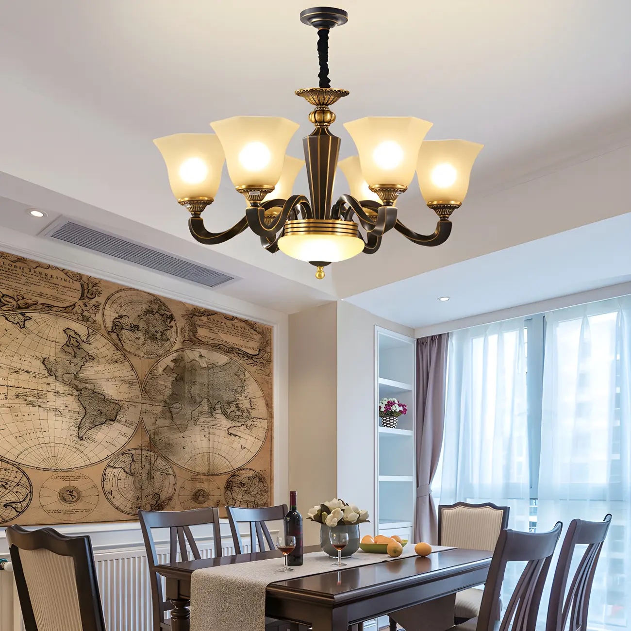 Black Glass Curved Metal Classic Chandelier Light | homeyfad