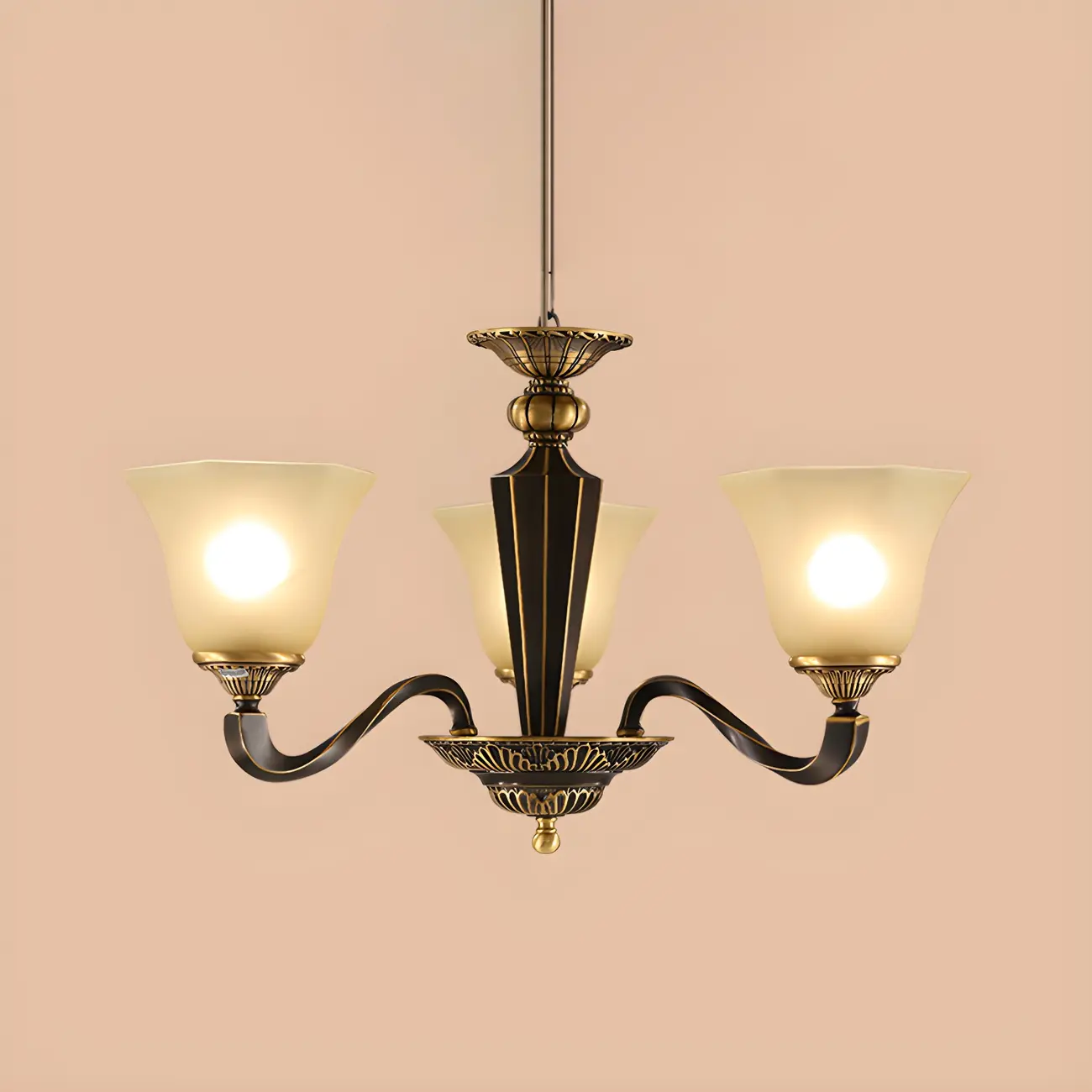 Black Glass Curved Metal Classic Chandelier Light | homeyfad