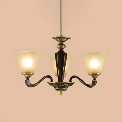 Black Glass Curved Metal Classic Chandelier Light