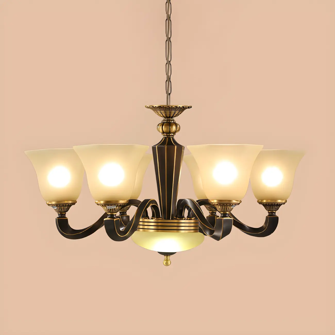 Black Glass Curved Metal Classic Chandelier Light | homeyfad