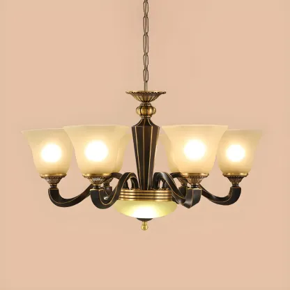 Black Glass Curved Metal Classic Chandelier Light