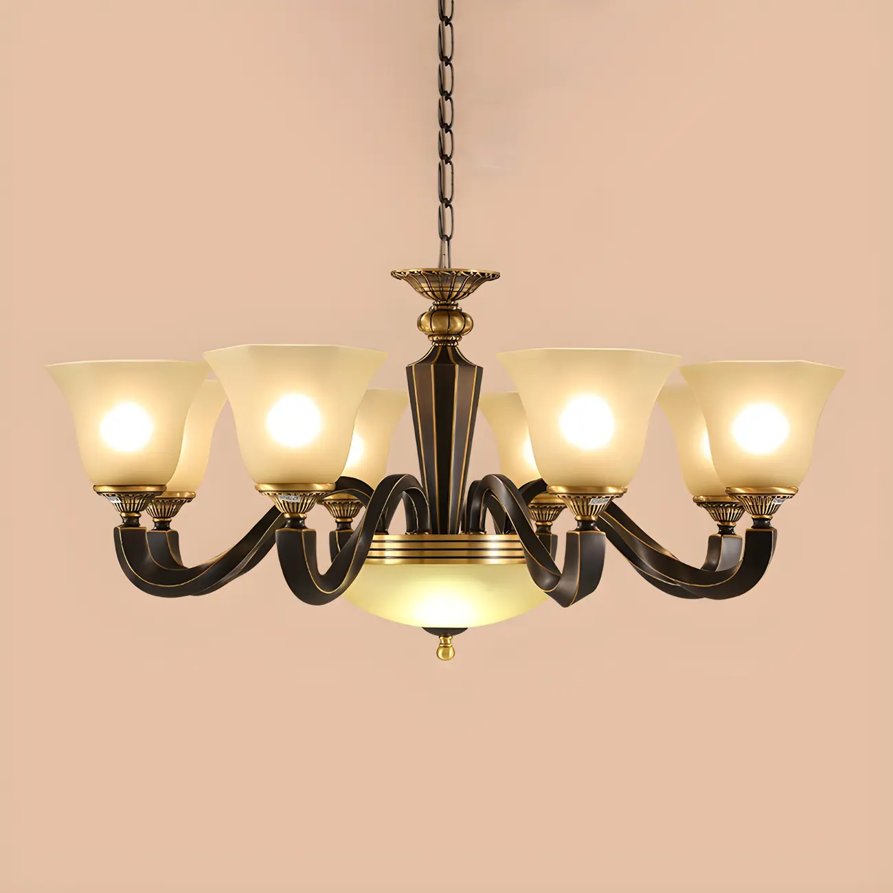 Black Glass Curved Metal Classic Chandelier Light | homeyfad