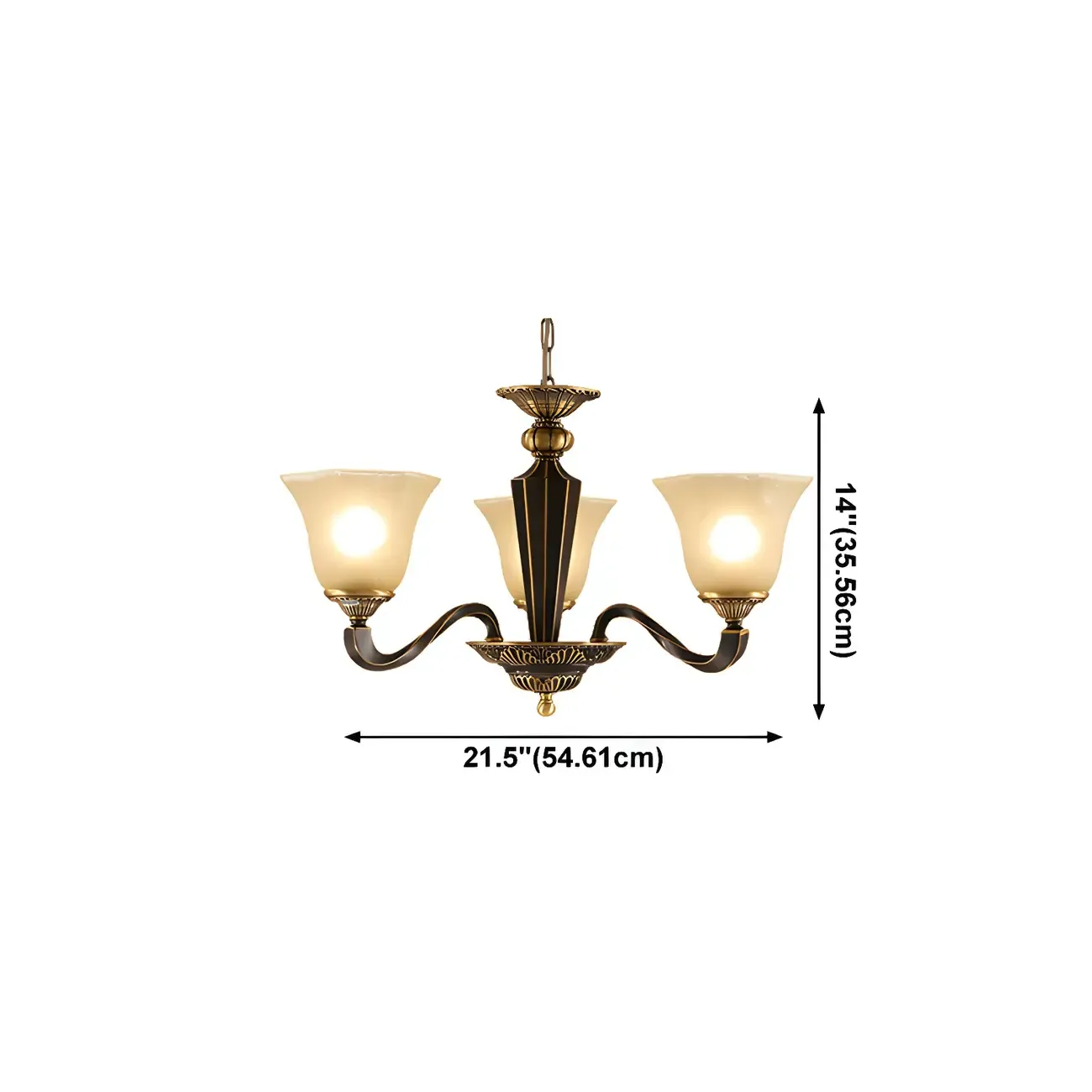 Black Glass Curved Metal Classic Chandelier Light