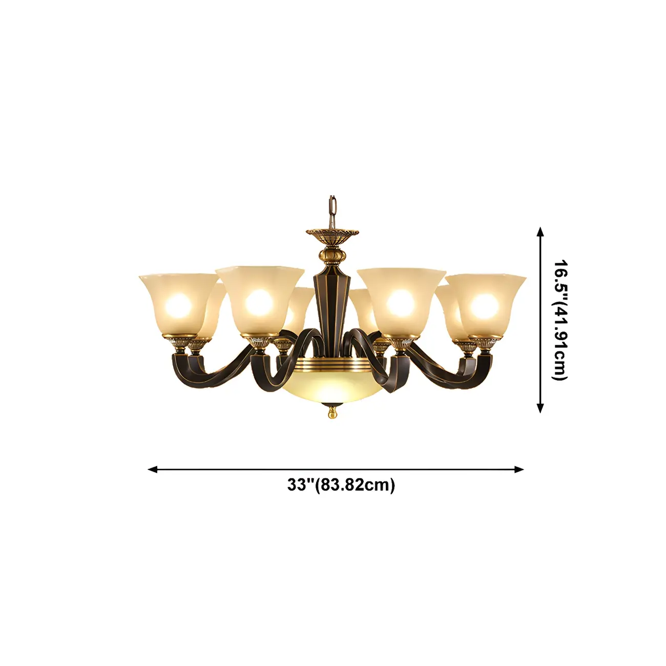 Black Glass Curved Metal Classic Chandelier Light | homeyfad