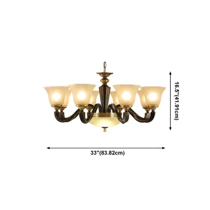 Black Glass Curved Metal Classic Chandelier Light