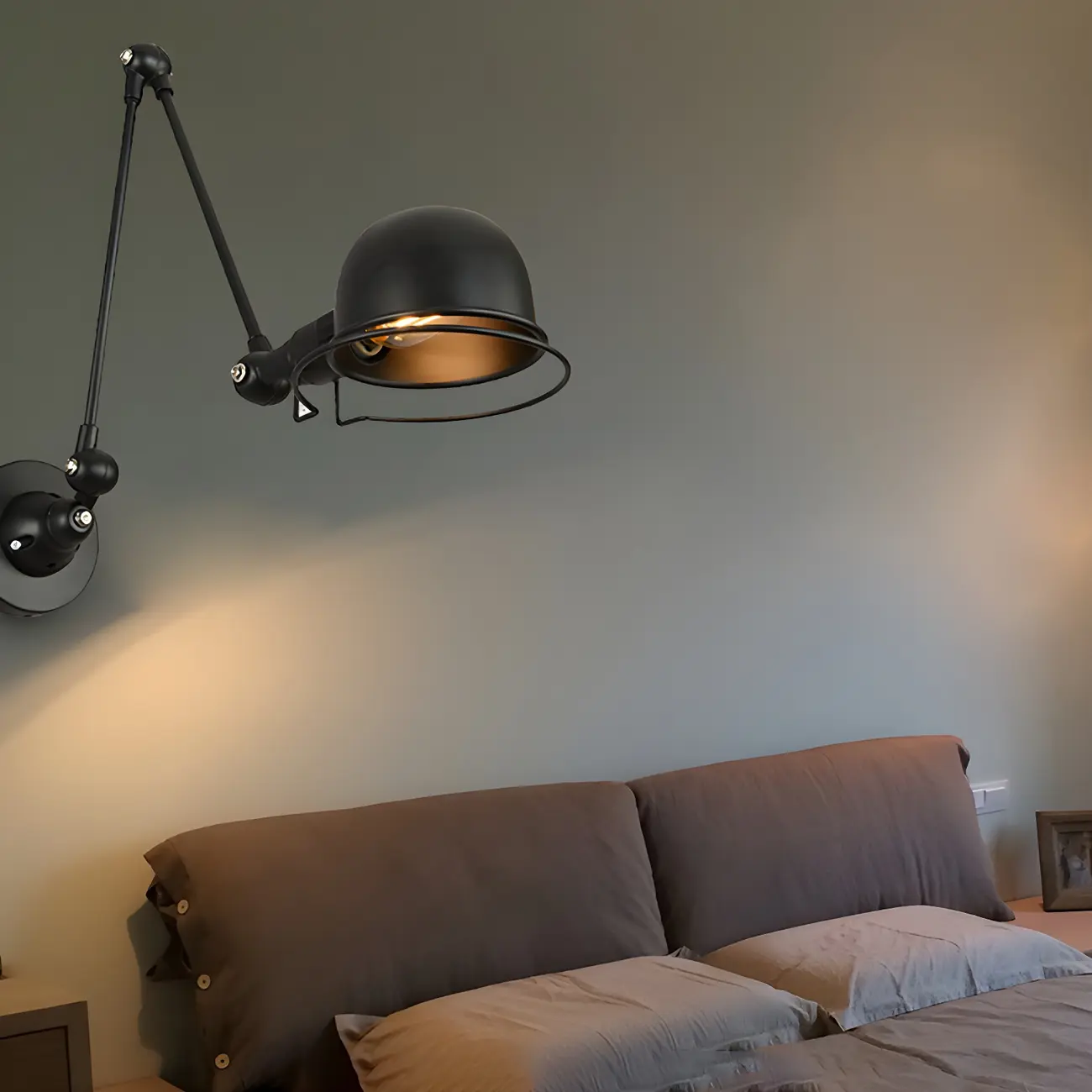 Industrial Metal Dome Adjustable Swing Arm Wall Light Image - 1 | homeyfad