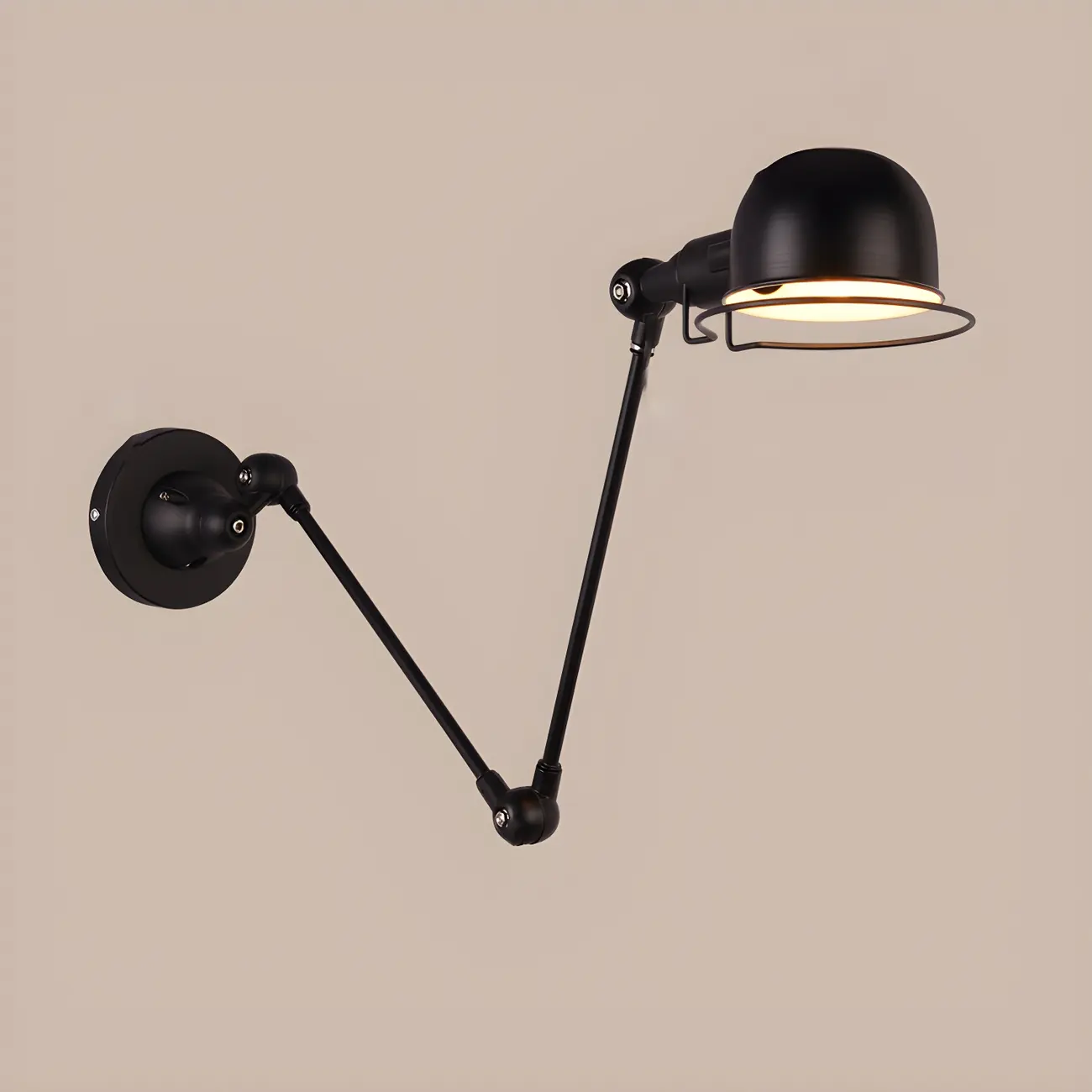 Industrial Metal Dome Adjustable Swing Arm Wall Light Image - 4 | homeyfad