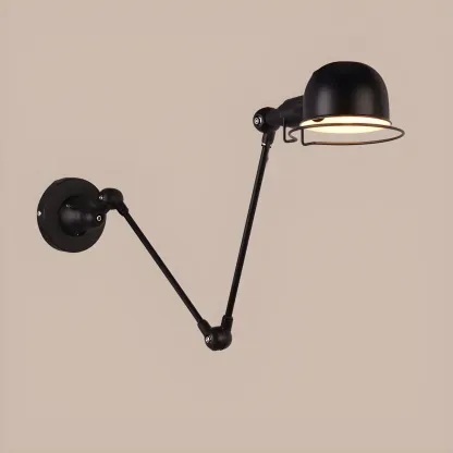 Industrial Metal Dome Adjustable Swing Arm Wall Light Image - 4