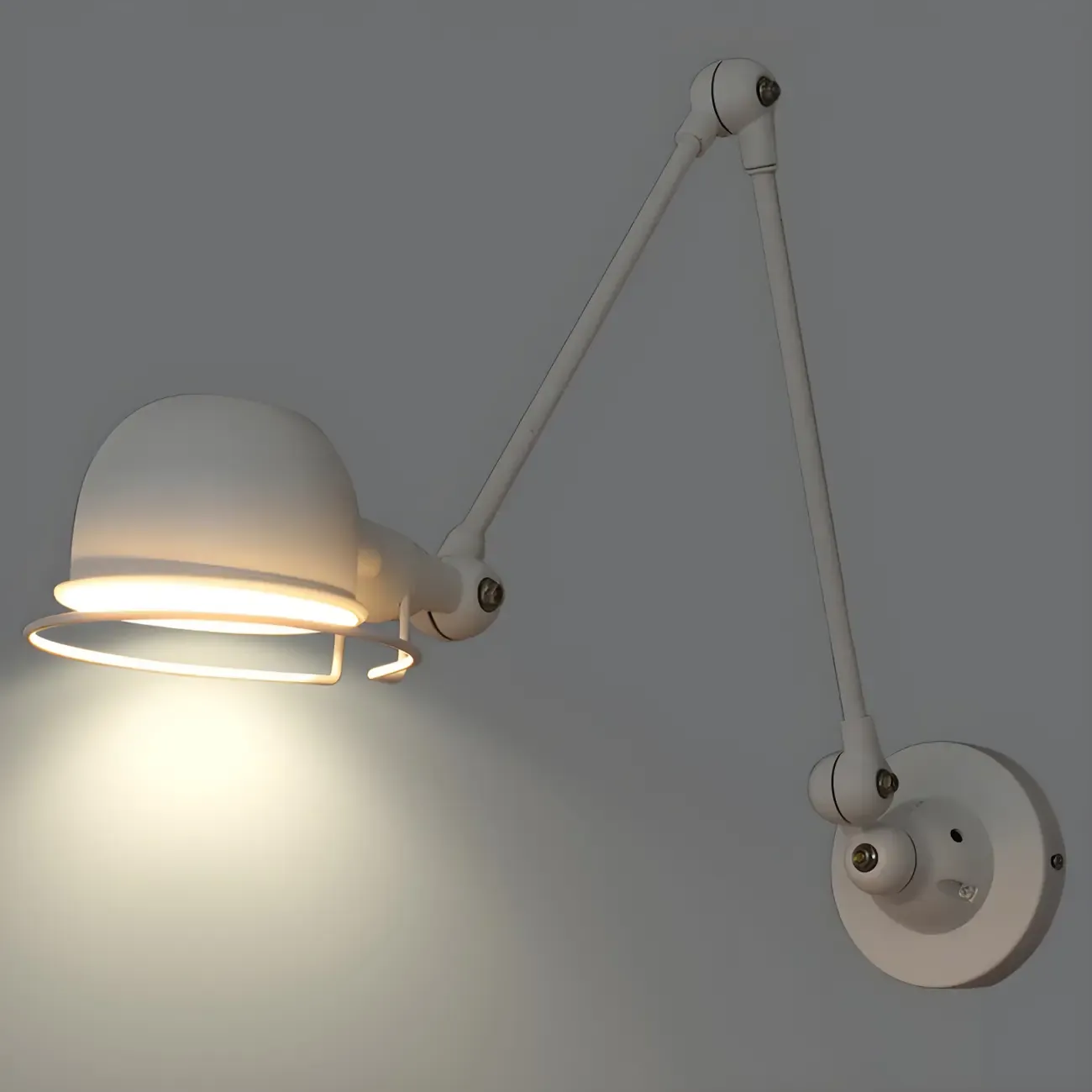 Industrial Metal Dome Adjustable Swing Arm Wall Light Image - 2