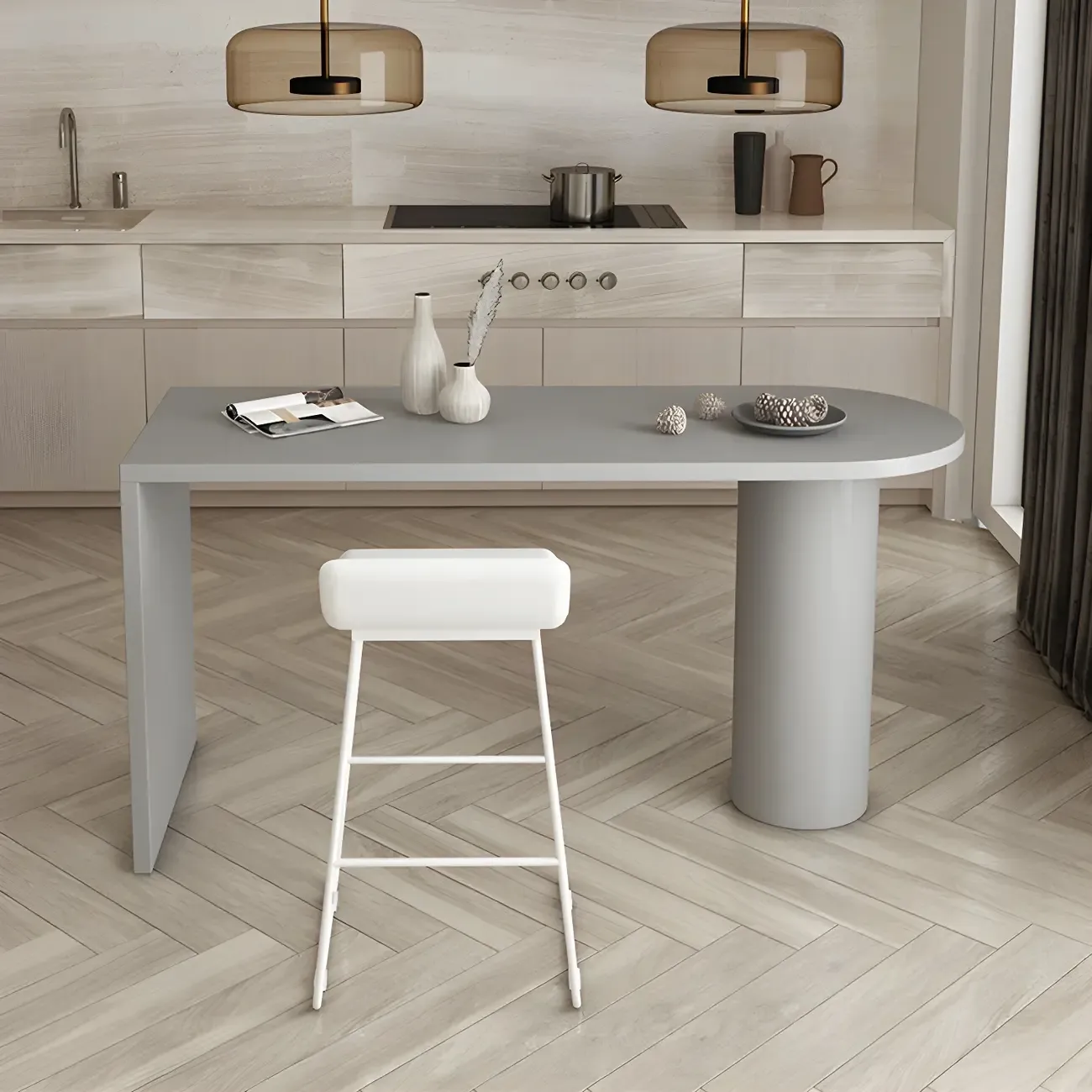 Modern Wooden Bar Table for Kitchen and Dining Room Use Image - 1