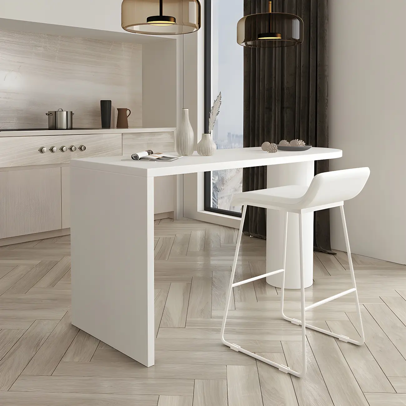 Modern Wooden Bar Table for Kitchen and Dining Room Use Image - 4 | homeyfad