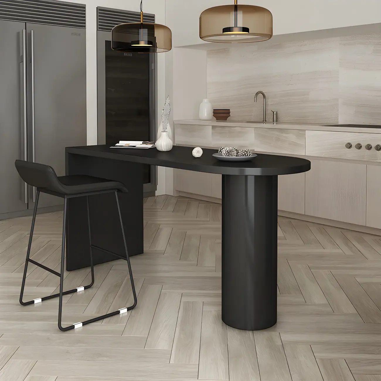 Modern Wooden Bar Table for Kitchen and Dining Room Use Image - 6