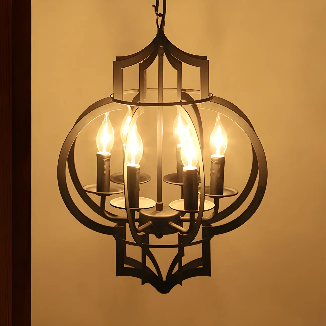 Industrial Metal Black Lantern Candle Chandelier Image - 3 | homeyfad