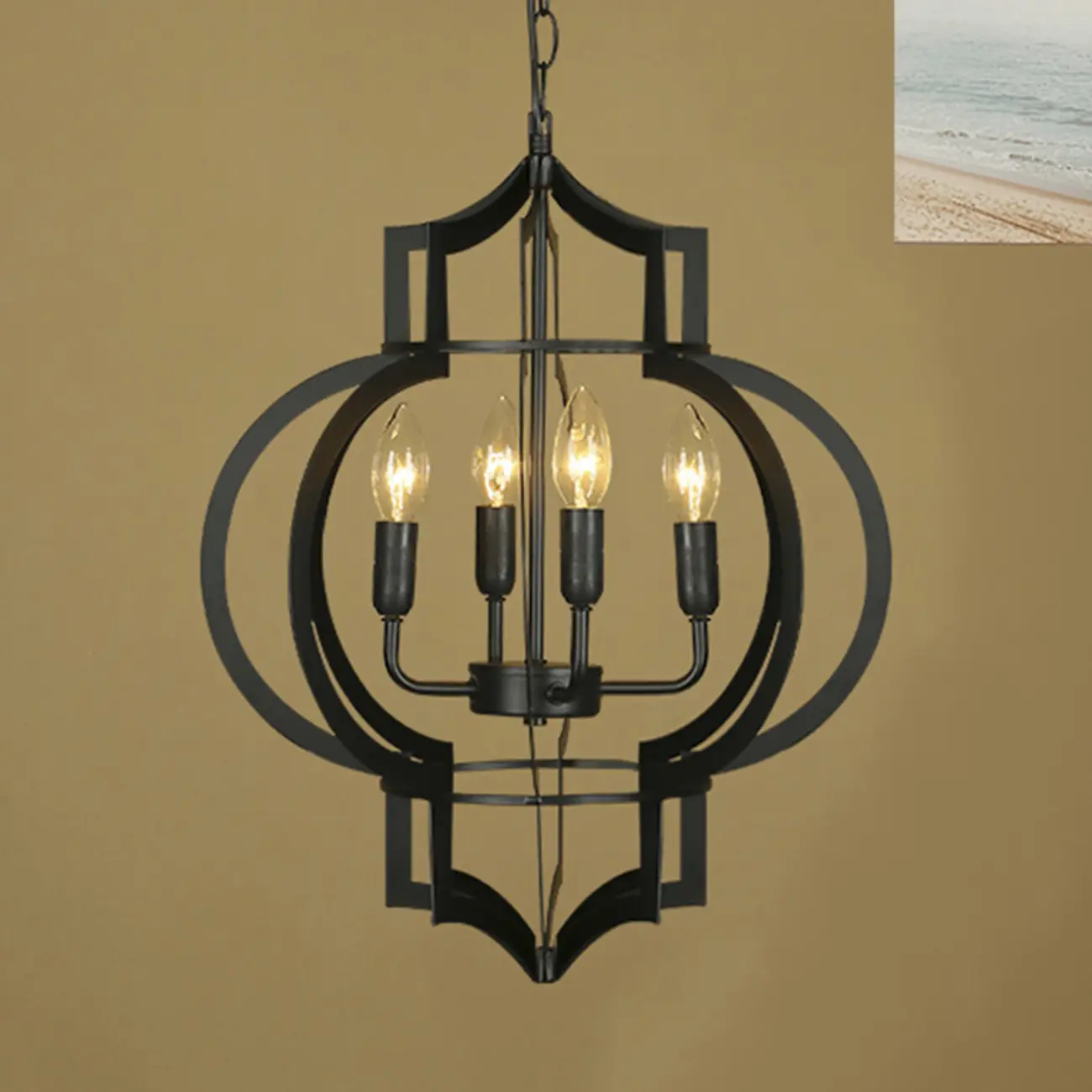 Industrial Metal Black Lantern Candle Chandelier Image - 7 | homeyfad