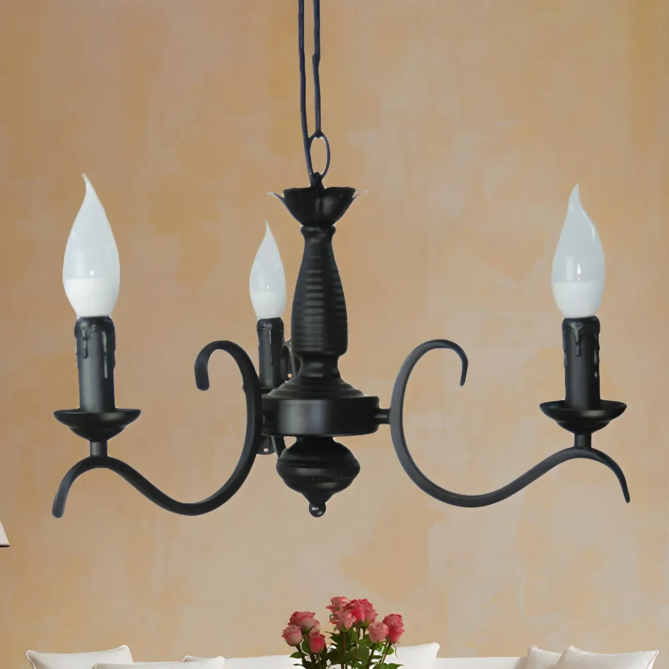 Industrial Black Metal Vintage Candelabra Chandelier Image - 9