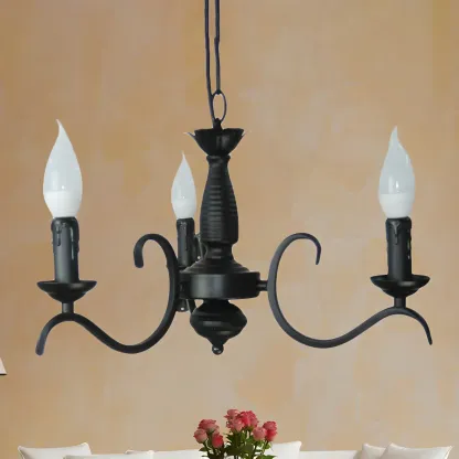 Industrial Black Metal Vintage Candelabra Chandelier Image - 9