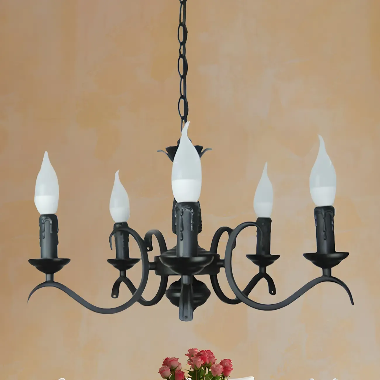 Industrial Black Metal Vintage Candelabra Chandelier Image - 11