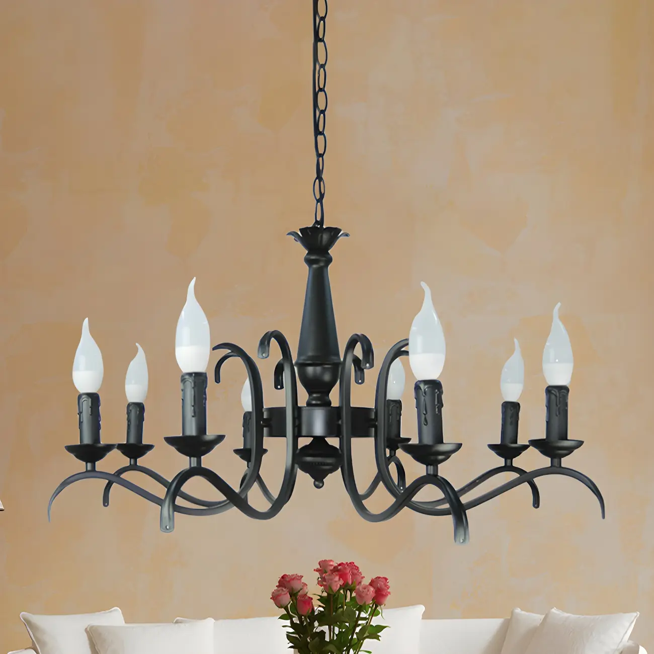 Industrial Black Metal Vintage Candelabra Chandelier Image - 8 | homeyfad
