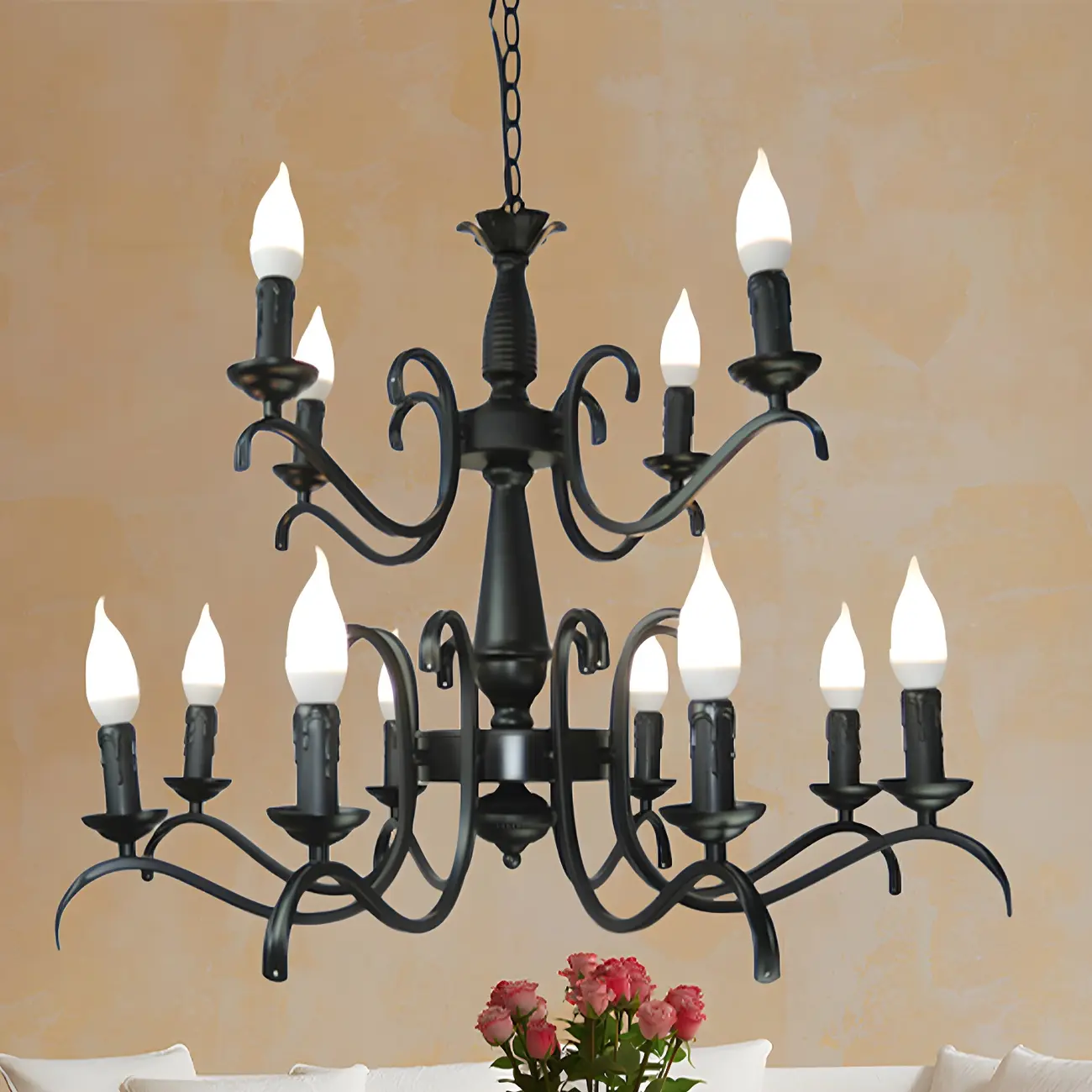 Industrial Black Metal Vintage Candelabra Chandelier Image - 12 | homeyfad