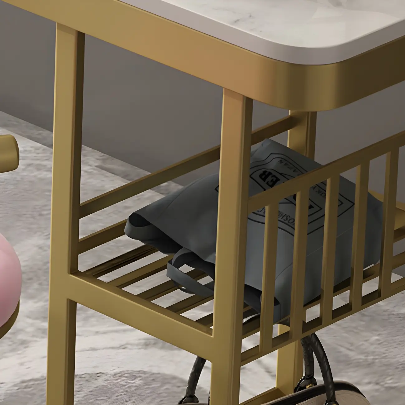 Glam Gold White Faux Marble Shelf Bar Tables Image - 6 | homeyfad