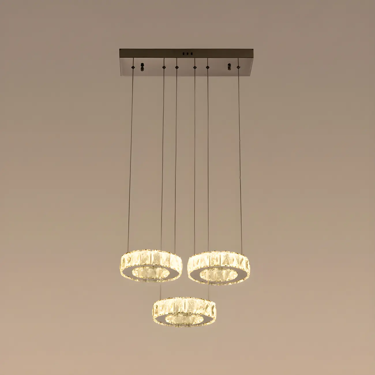 Elegant Crystal LED Kitchen Pendant Light with Remote Image - 3 | homeyfad