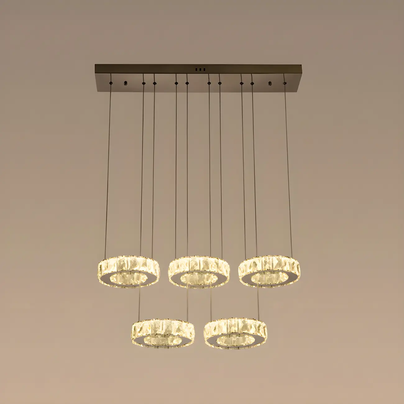 Elegant Crystal LED Kitchen Pendant Light with Remote Image - 4 | homeyfad