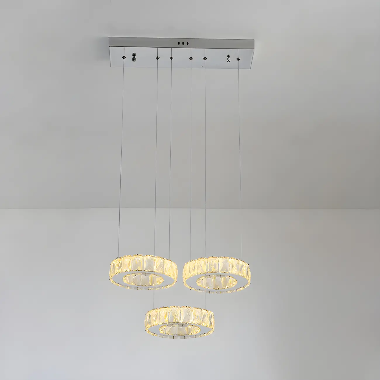 Elegant Crystal LED Kitchen Pendant Light with Remote Image - 7 | homeyfad