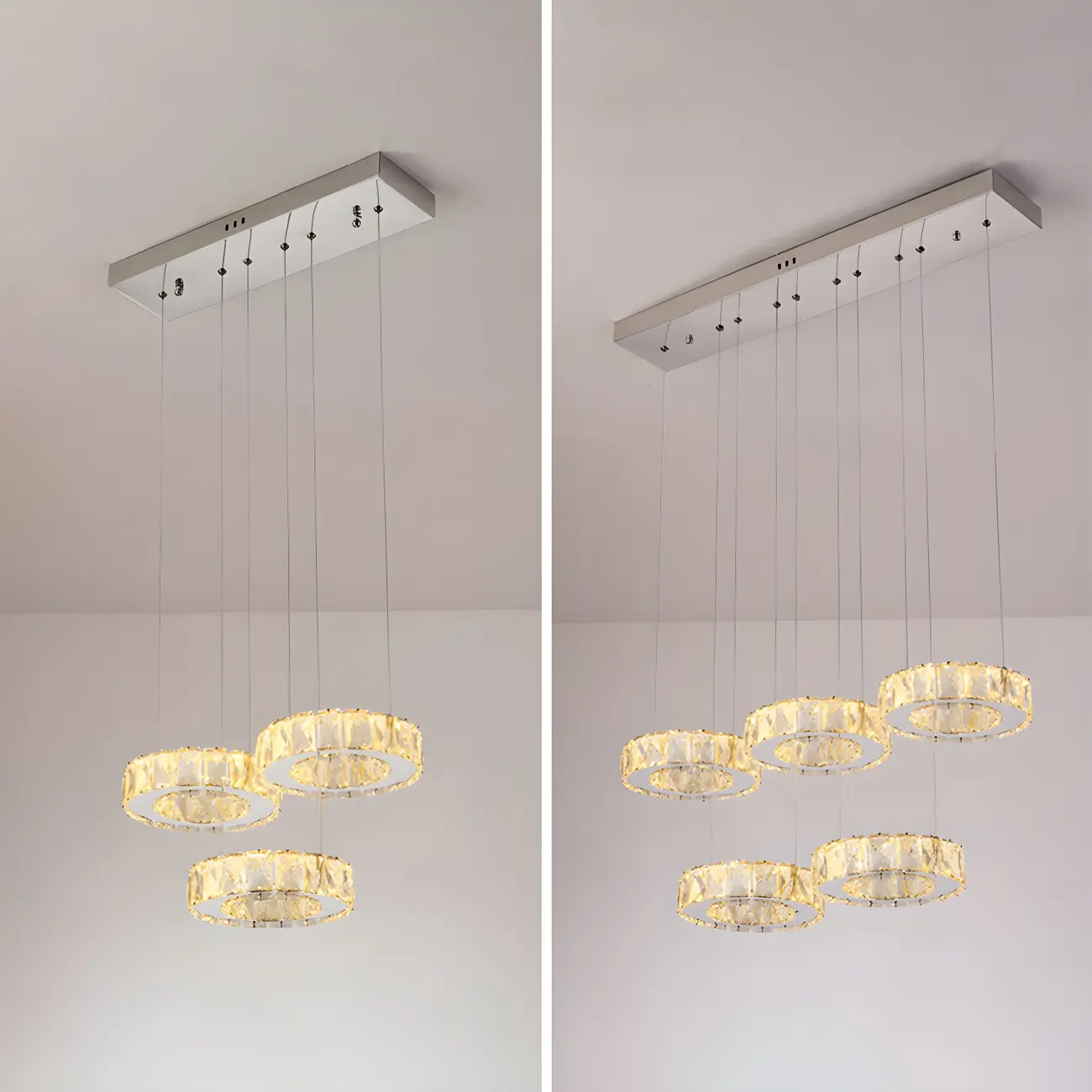 Elegant Crystal LED Kitchen Pendant Light with Remote Image - 9 | homeyfad