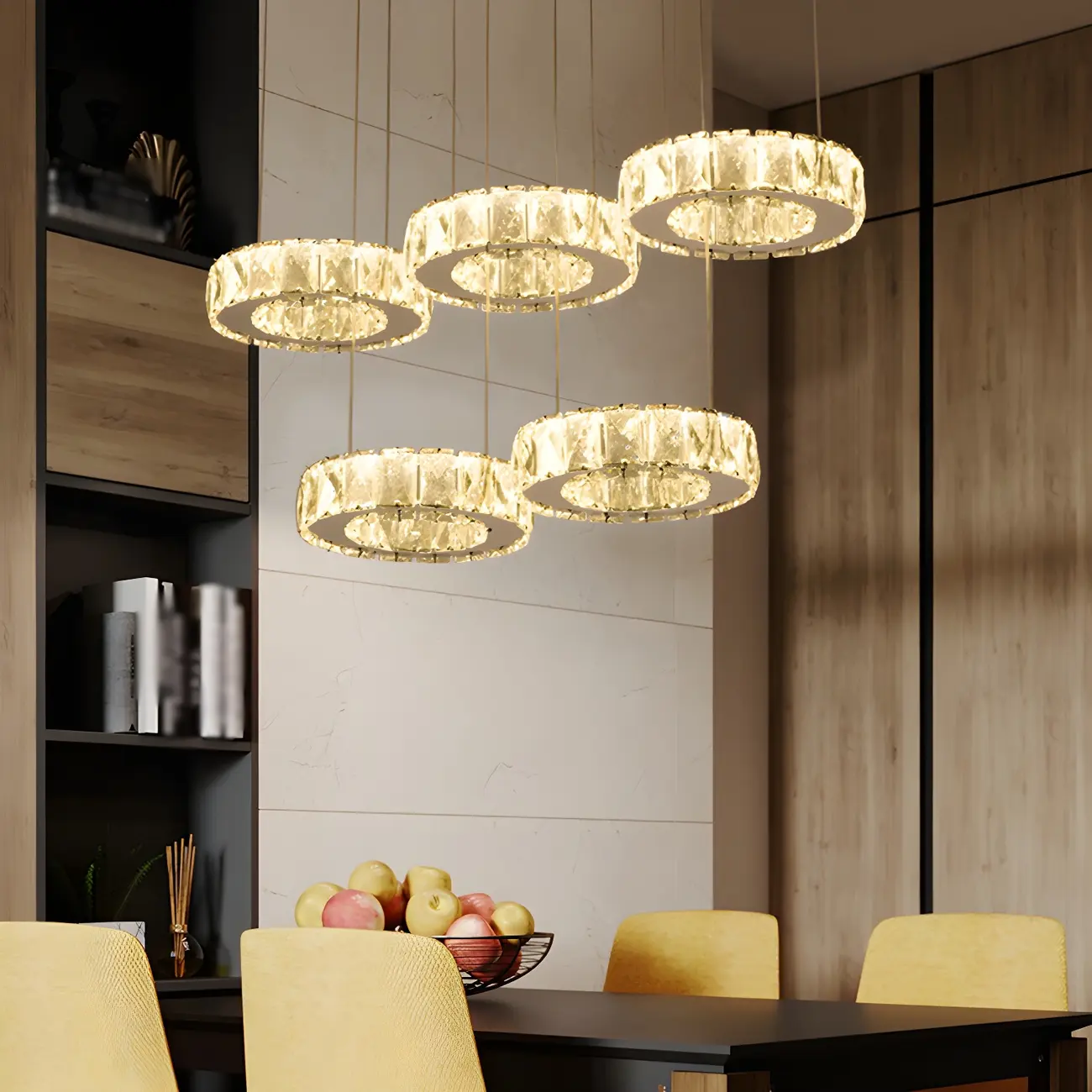 Elegant Crystal LED Kitchen Pendant Light with Remote Image - 15 | homeyfad