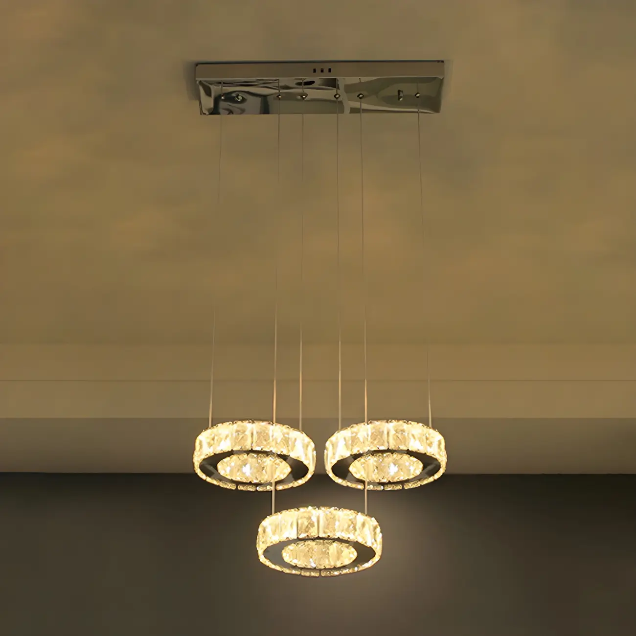 Elegant Crystal LED Kitchen Pendant Light with Remote Image - 17 | homeyfad