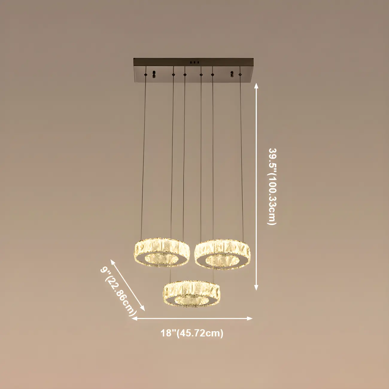 Elegant Crystal LED Kitchen Pendant Light with Remote #size | homeyfad