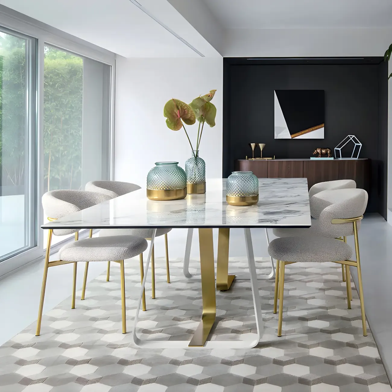 Elegant Velvet Open Back Green Dining Chairs (Set of 4) Image - 4