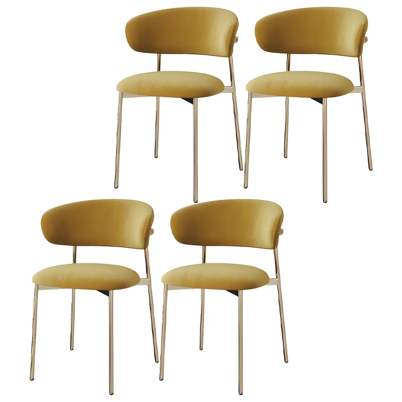 Elegant Velvet Open Back Green Dining Chairs (Set of 4) Image - 14 | homeyfad