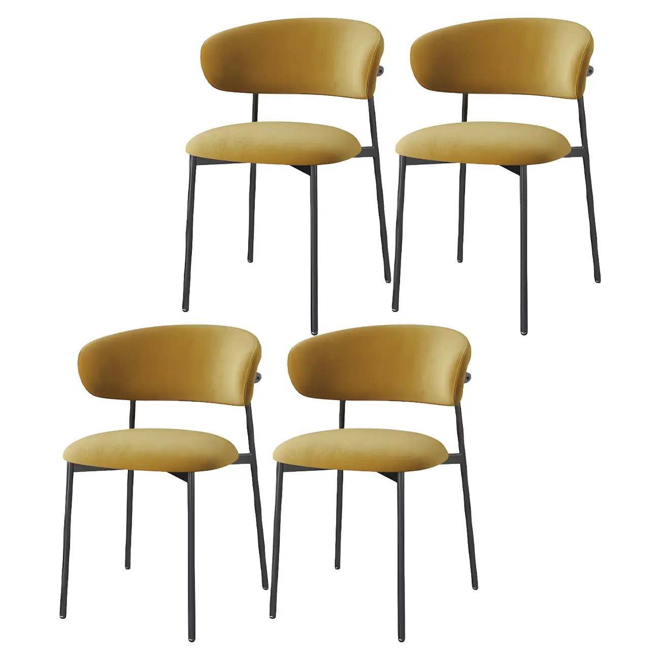 Elegant Velvet Open Back Green Dining Chairs (Set of 4) Image - 16 | homeyfad