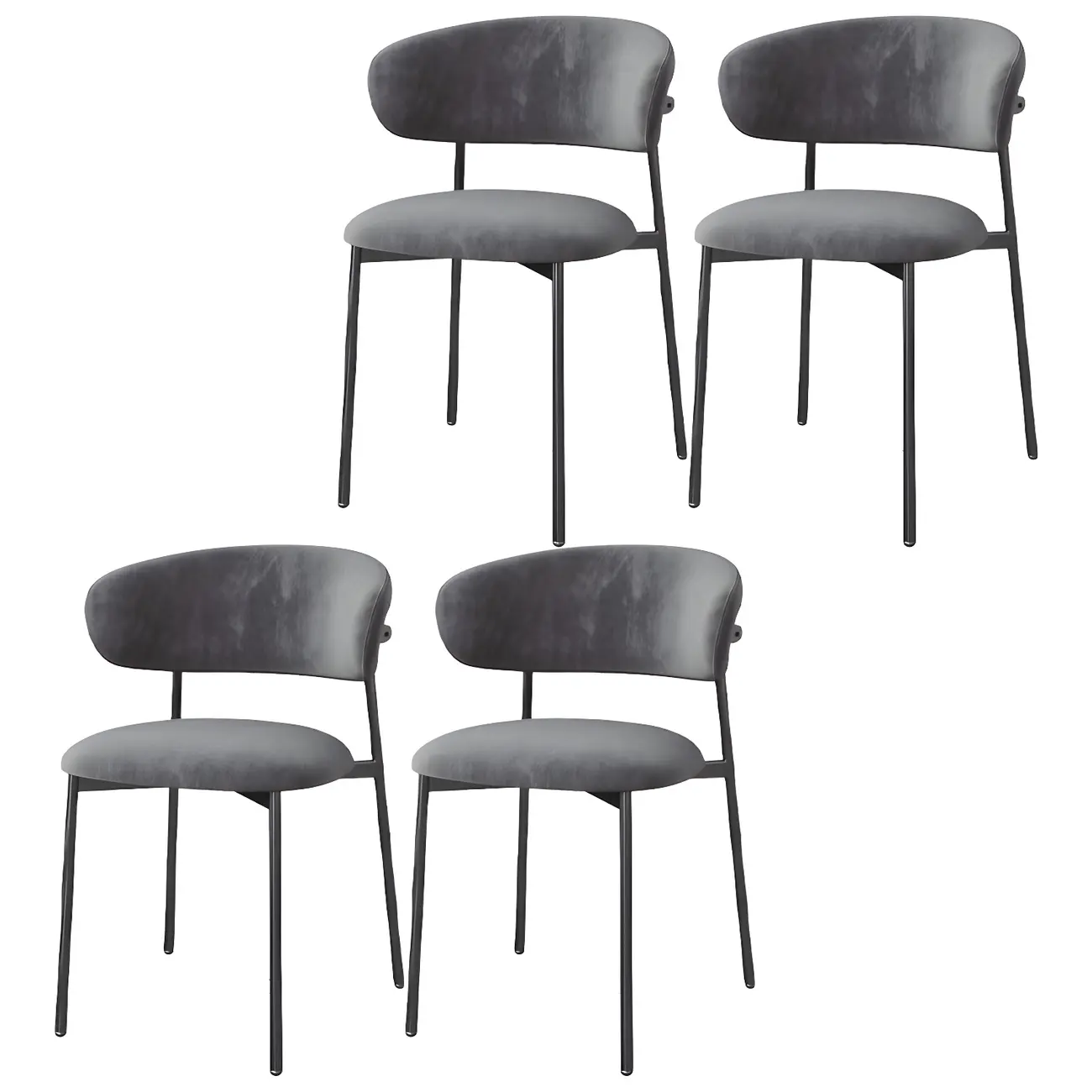Elegant Velvet Open Back Green Dining Chairs (Set of 4) Image - 20 | homeyfad