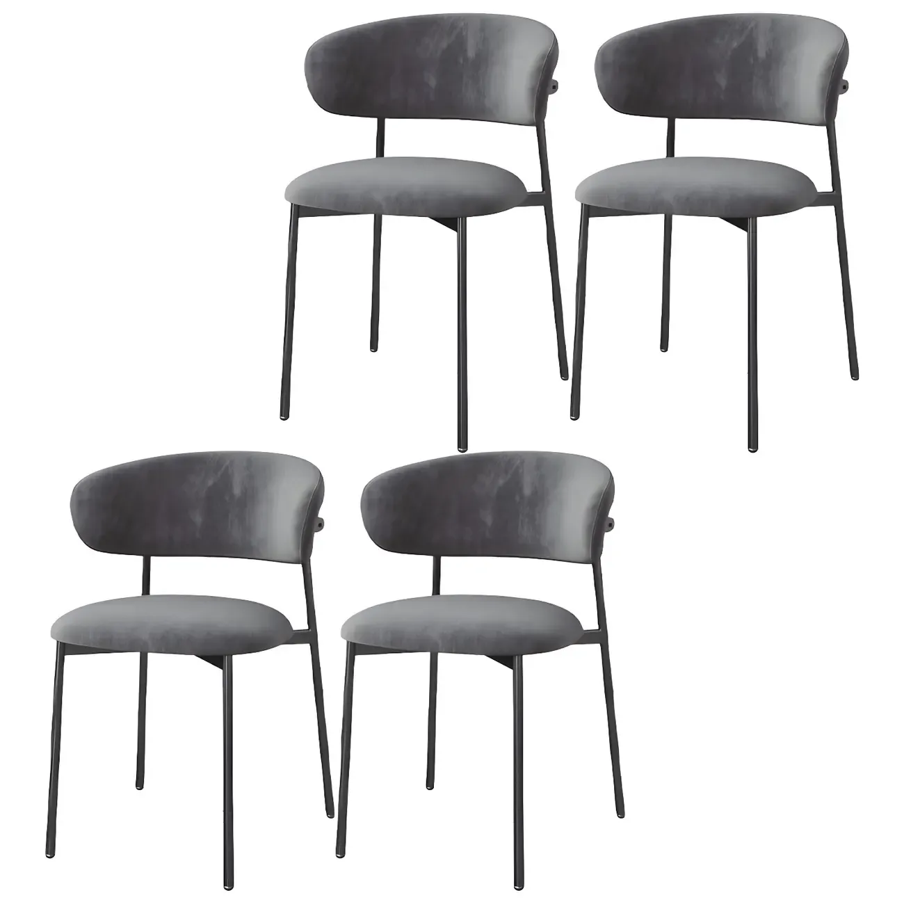 Elegant Velvet Open Back Green Dining Chairs (Set of 4) Image - 20