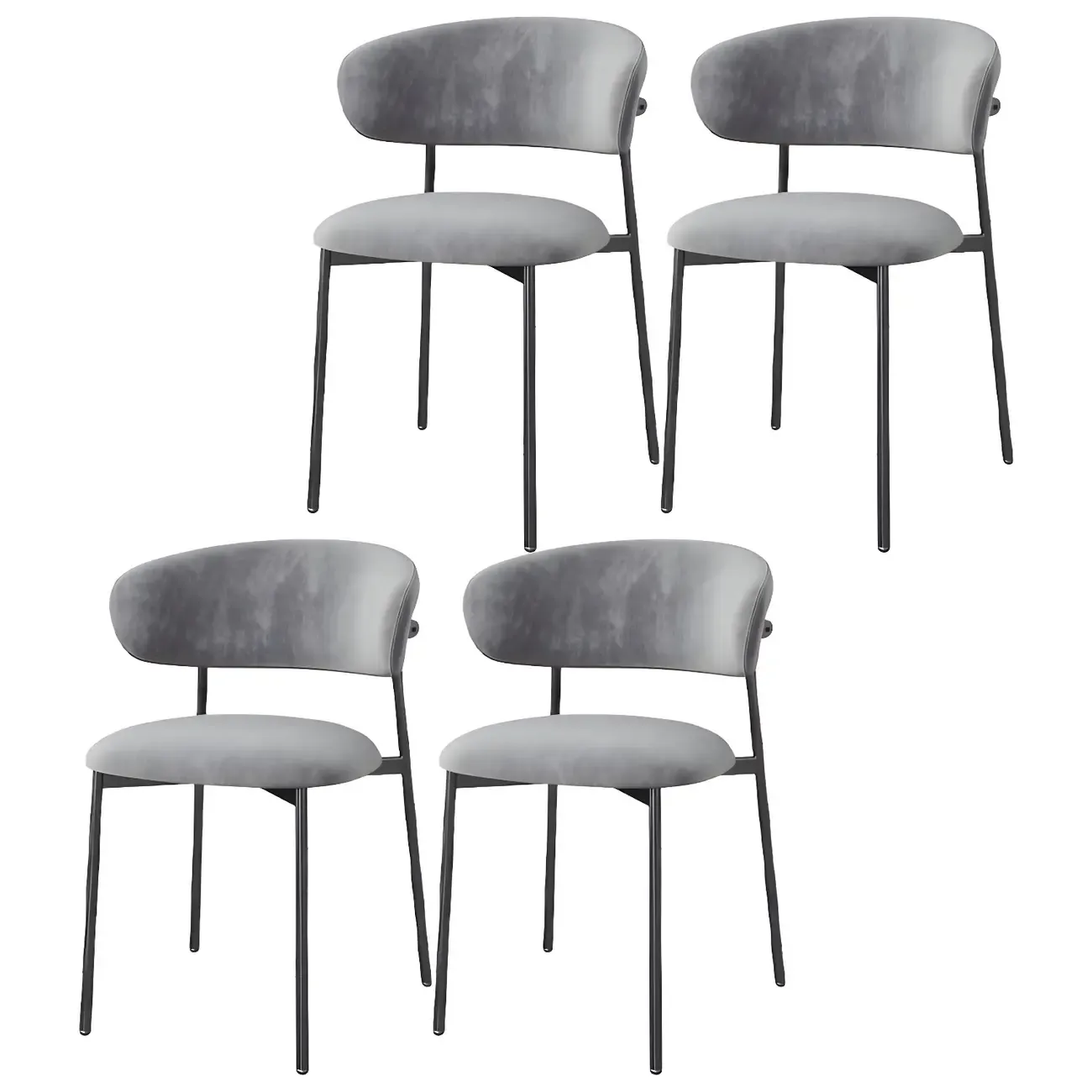 Elegant Velvet Open Back Green Dining Chairs (Set of 4) Image - 22