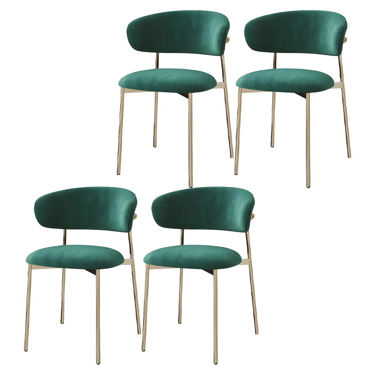 Elegant Velvet Open Back Green Dining Chairs (Set of 4) Image - 25 | homeyfad