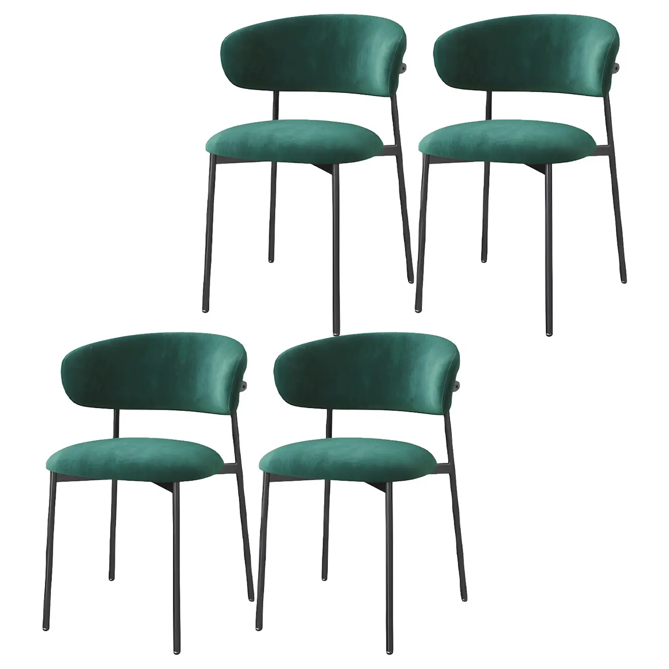 Elegant Velvet Open Back Green Dining Chairs (Set of 4) Image - 26 | homeyfad