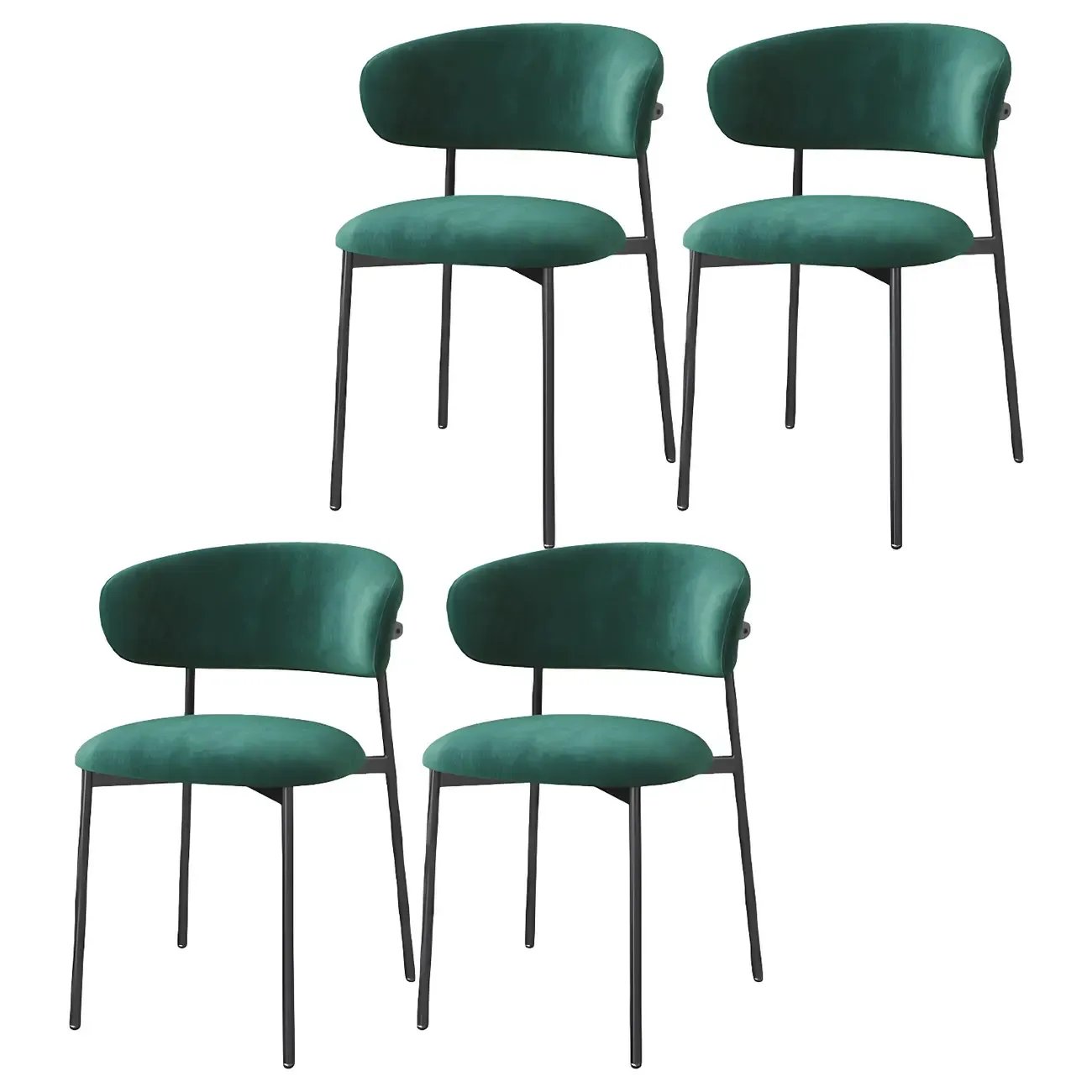 Elegant Velvet Open Back Green Dining Chairs (Set of 4) Image - 26