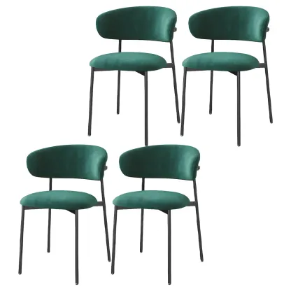 Elegant Velvet Open Back Green Dining Chairs (Set of 4) Image - 26
