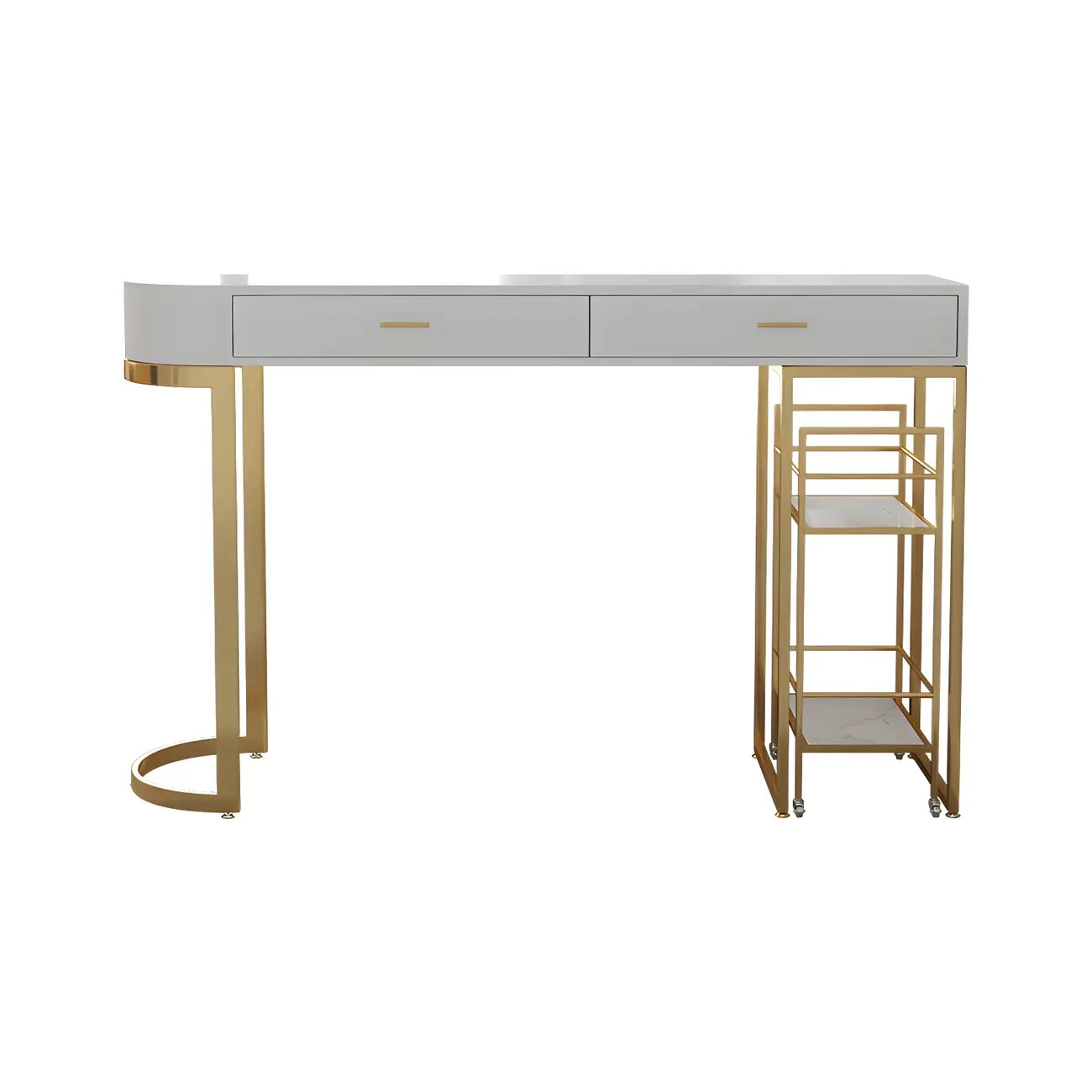 Glam White Free Form Gold Iron Storage Bar Tables Image - 5 | homeyfad