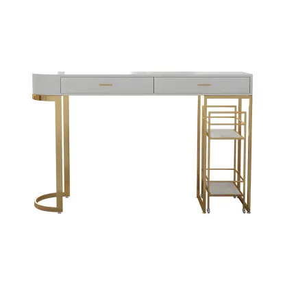 Glam White Free Form Gold Iron Storage Bar Tables Image - 5